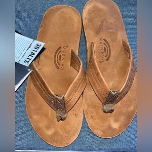 Men’s Rainbow Dark Brown Size Large Flip Flops